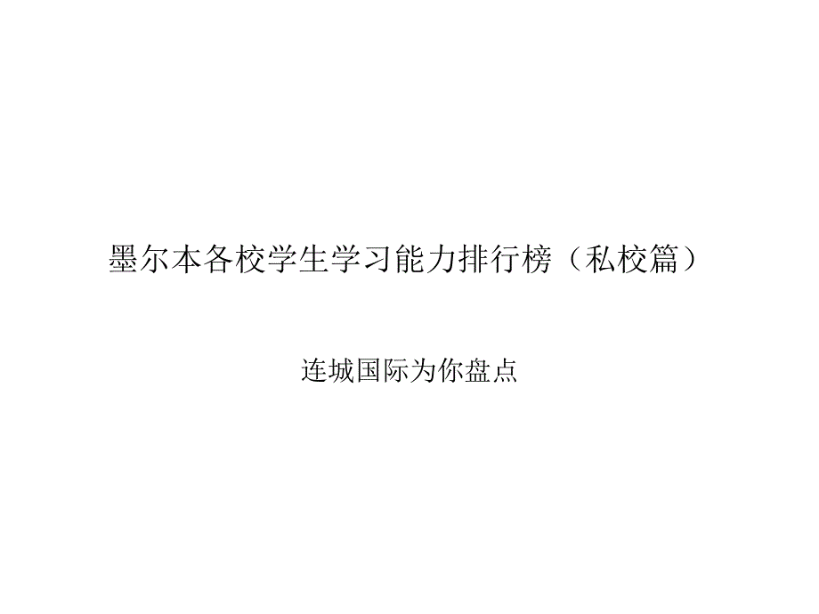 连城国际为你盘点：墨尔本各校学生学习能力排行榜(私校篇)_第1页