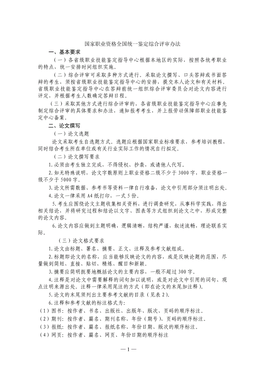 国家职业资格全国统一鉴定论文格式_第1页