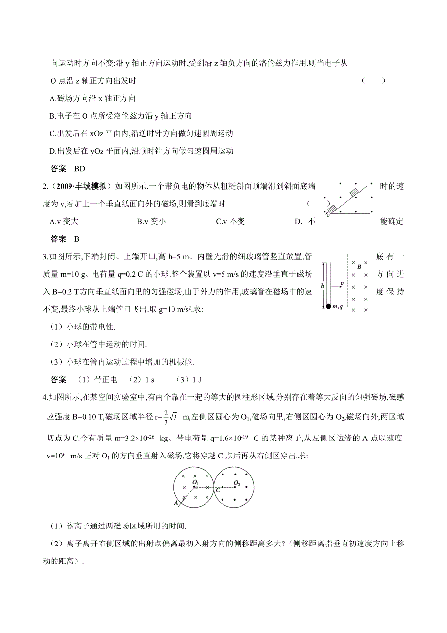 2010高考物理精品讲练系列学案：洛伦兹力_第3页