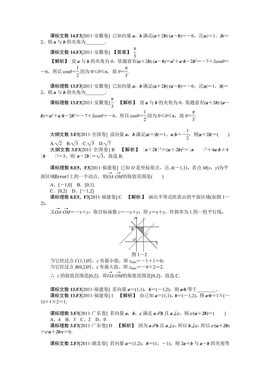 【数学】2012新题分类汇编：平面向量（高考真题+模拟新题）_第5页