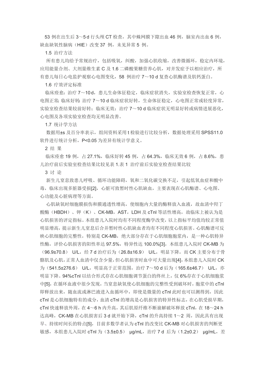 新生儿窒息合并暂时性心肌缺血临床分析_第2页