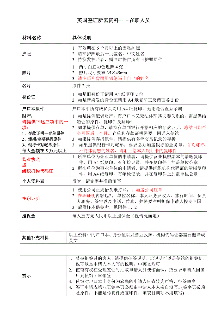 英国签证所需资料(完整)_第2页