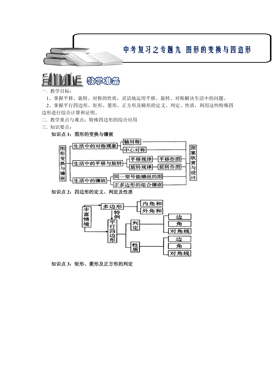 中考复习之专题九图形的变换与四边形-完美编辑版_第1页