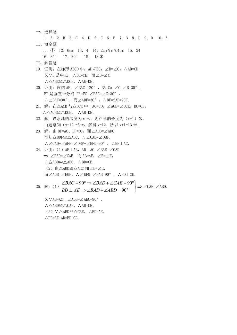 2010中考热点专题训练全等三角形教学资料_第5页