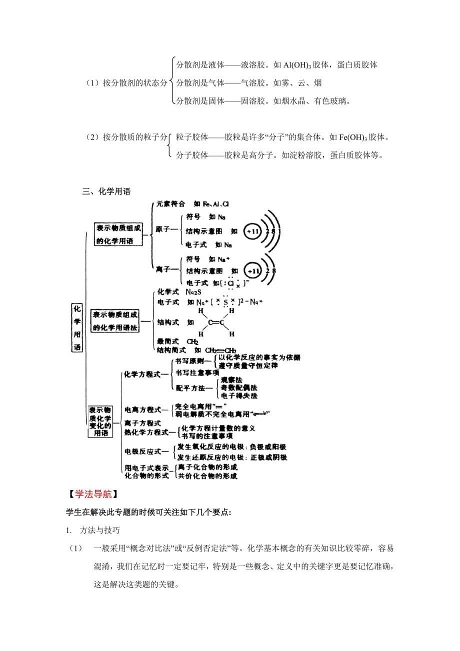 2010高考二轮复习化学教学案：专题一《物质的组成、性质和分类 化学用语_第5页