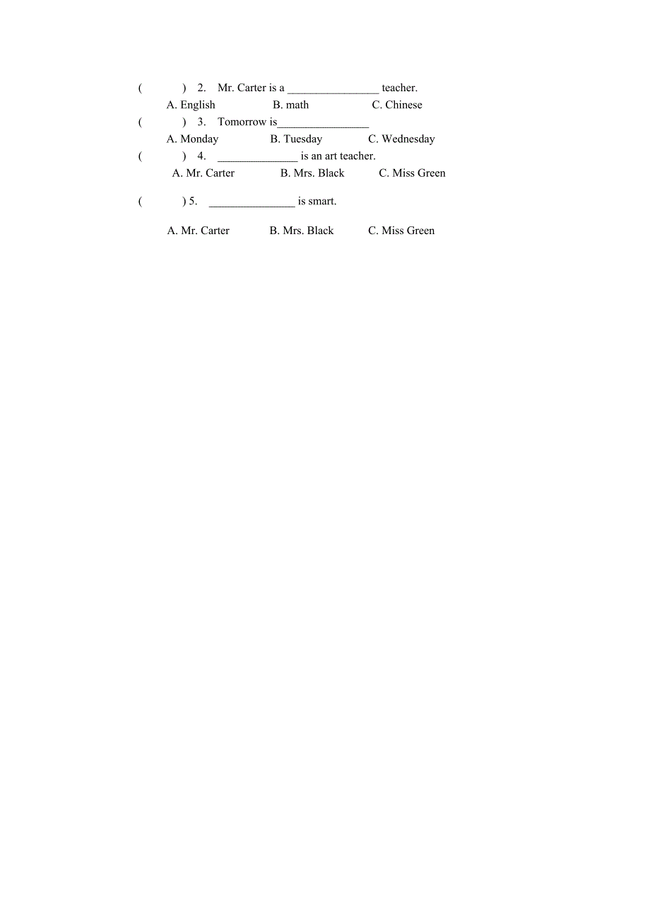 PEP人教版小学五年级英语上册期末考试卷与答案[1].doc_第3页