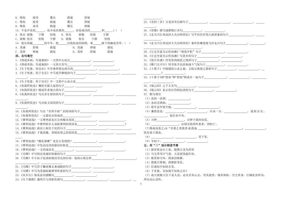 人教版语文九下系统练习_第5页