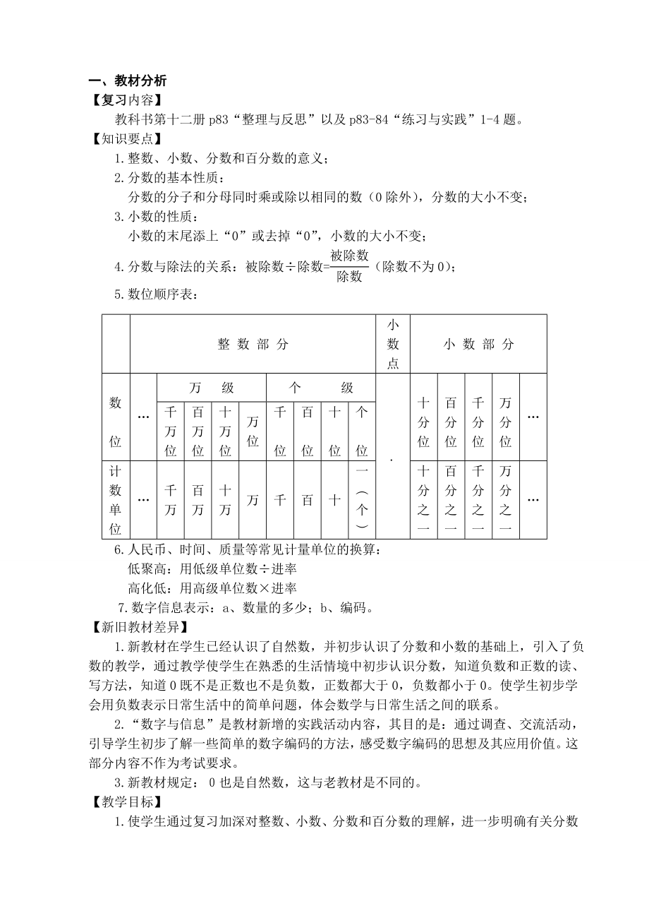 苏教版六年级数学总复习教案苏教版小学六年级_第2页