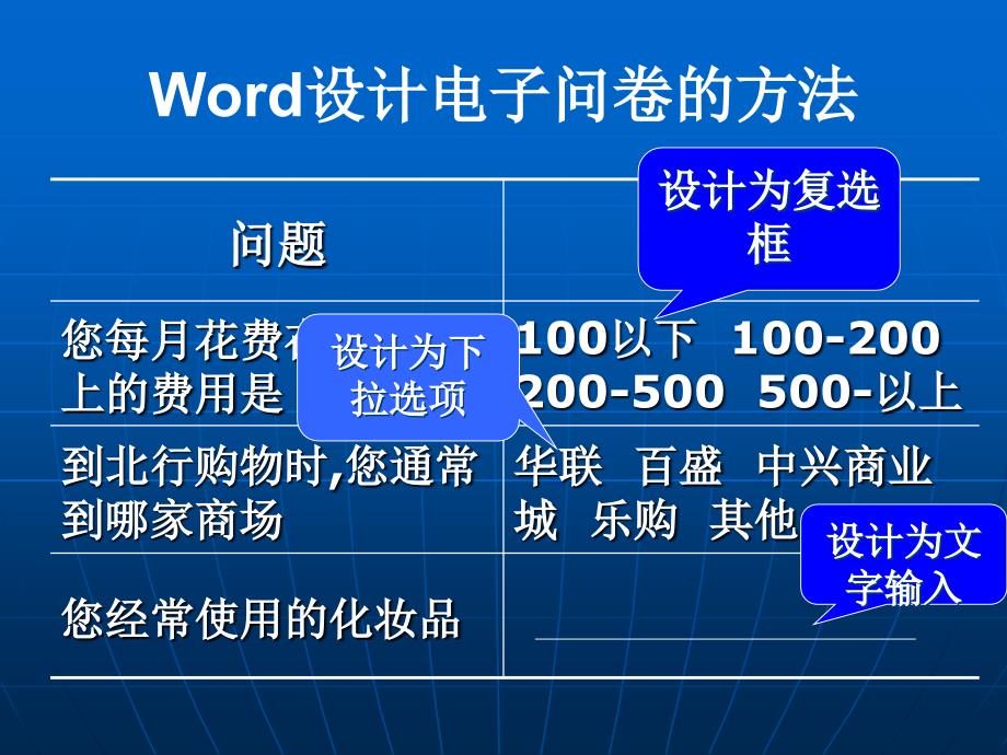 Word设计电子问卷的动画演示_第2页