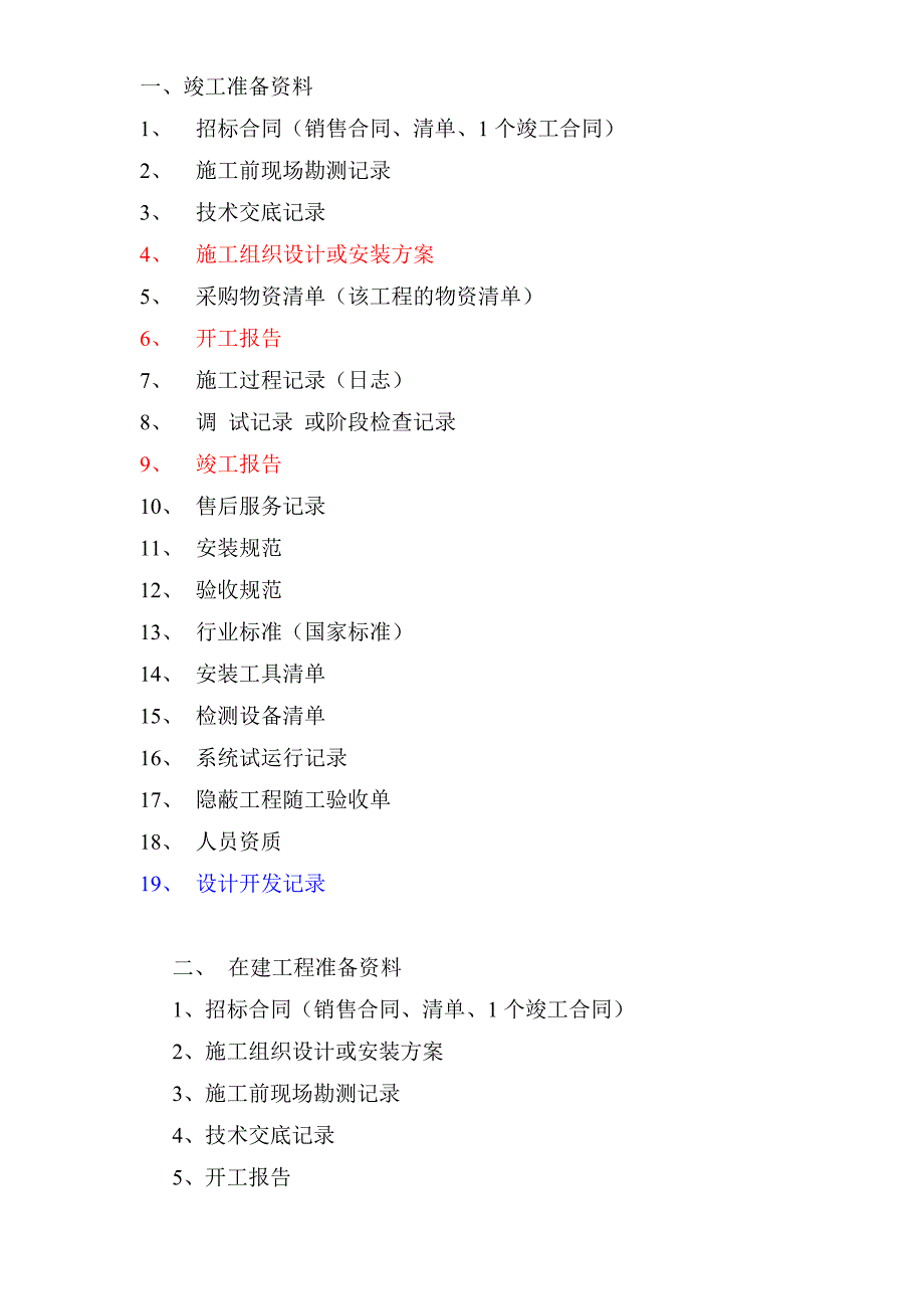 it行业竣工及在建准备资料清单_第1页