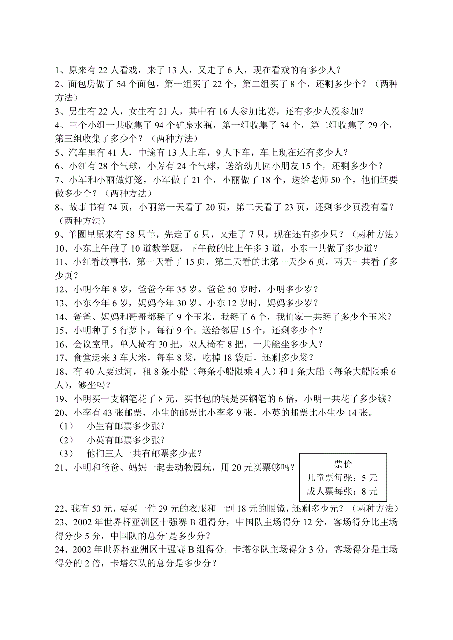 二年级下册应用题练习题1_第1页