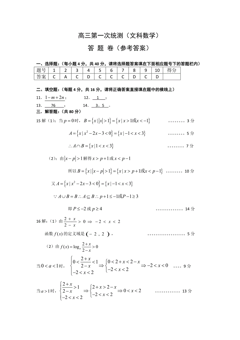 高三数学第一次统测_第1页