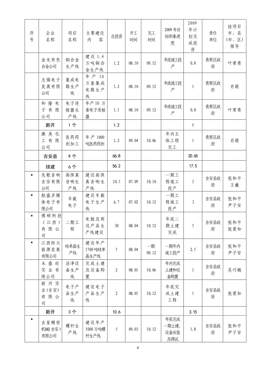 三,2009年领导挂点亿元以上工业重点项目表_第4页