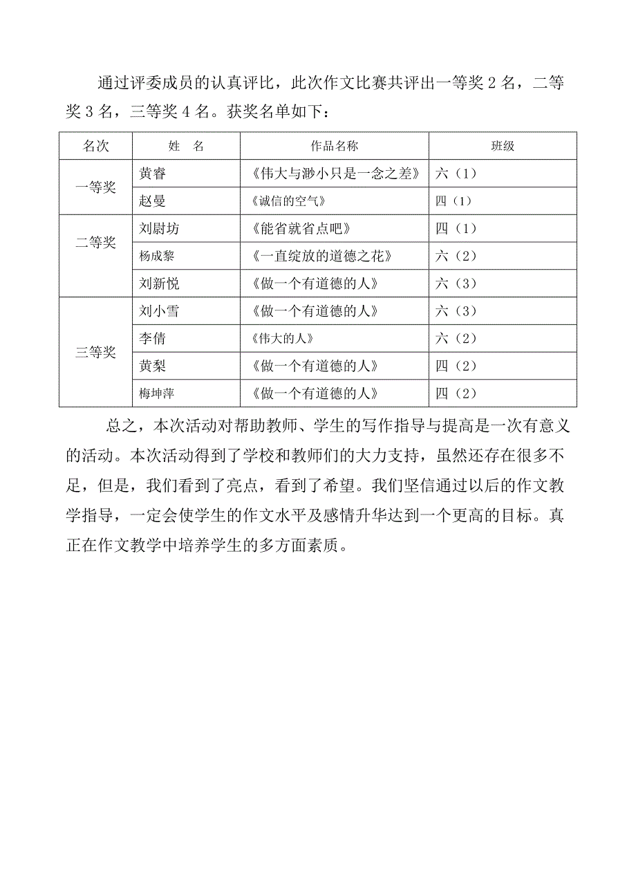 “做一个有道德的人征文活动总结”(屯小)_第2页