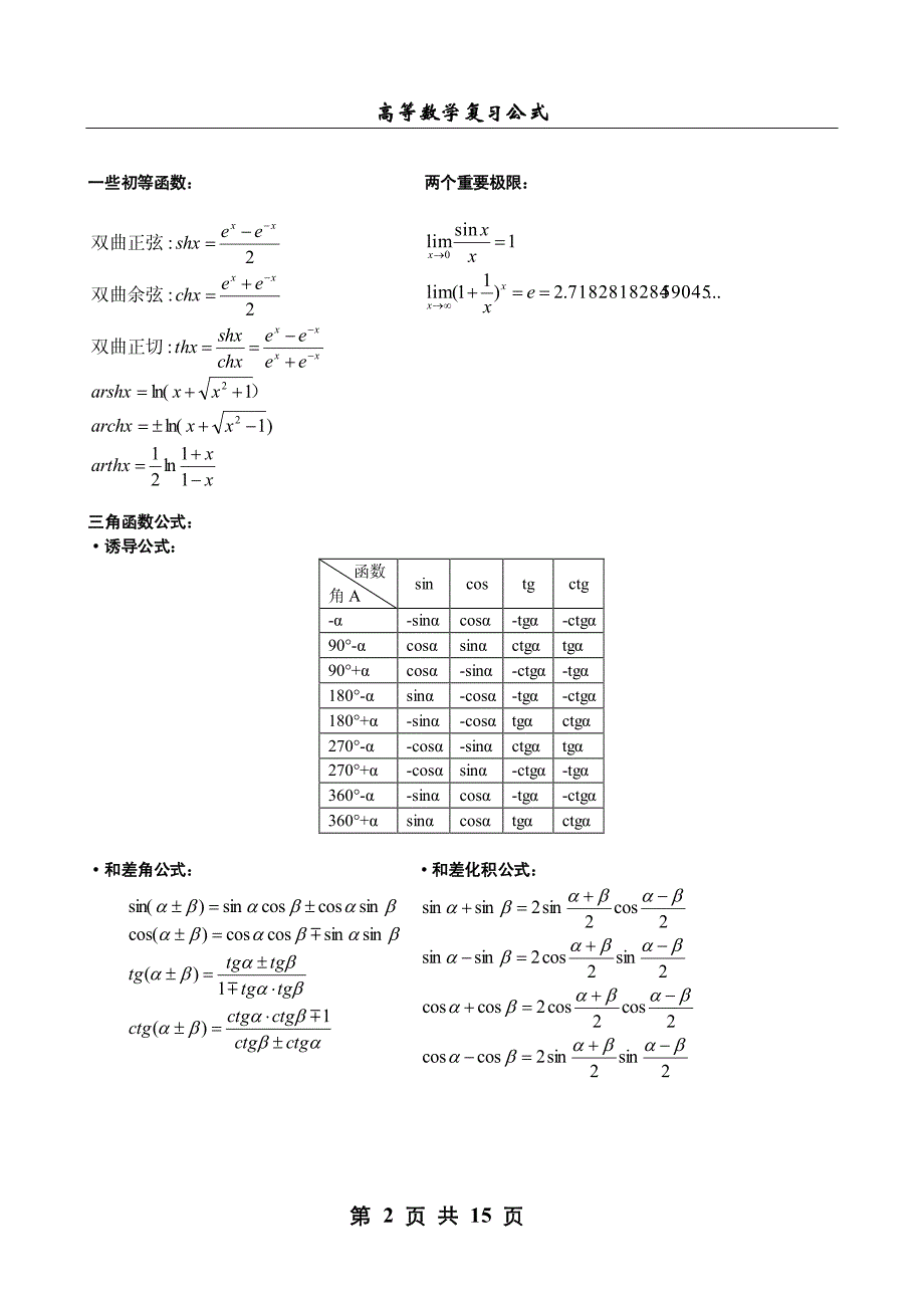 高等数学公式手册_第2页