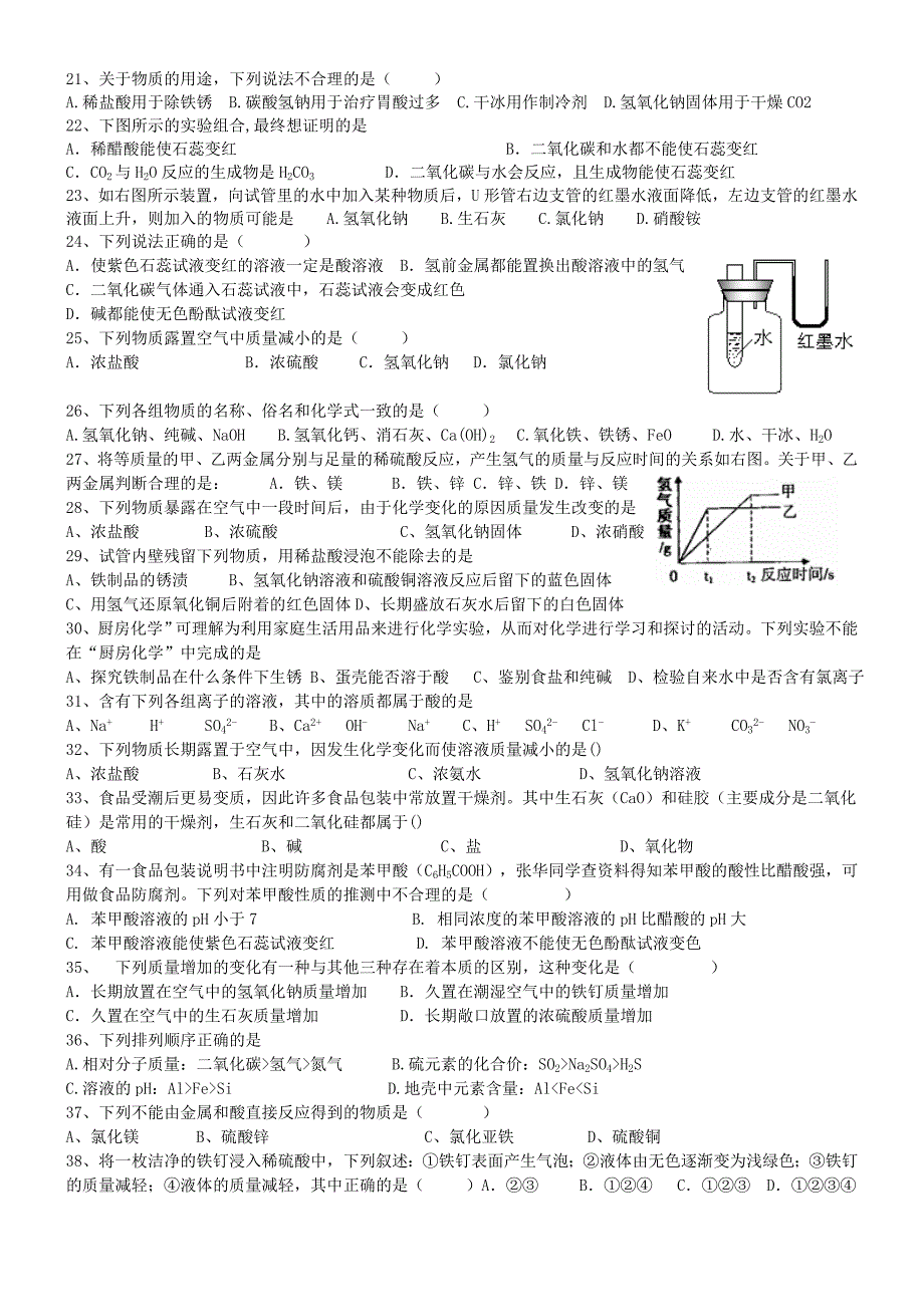 常见的酸和碱练习题(有答案)[1]_第2页