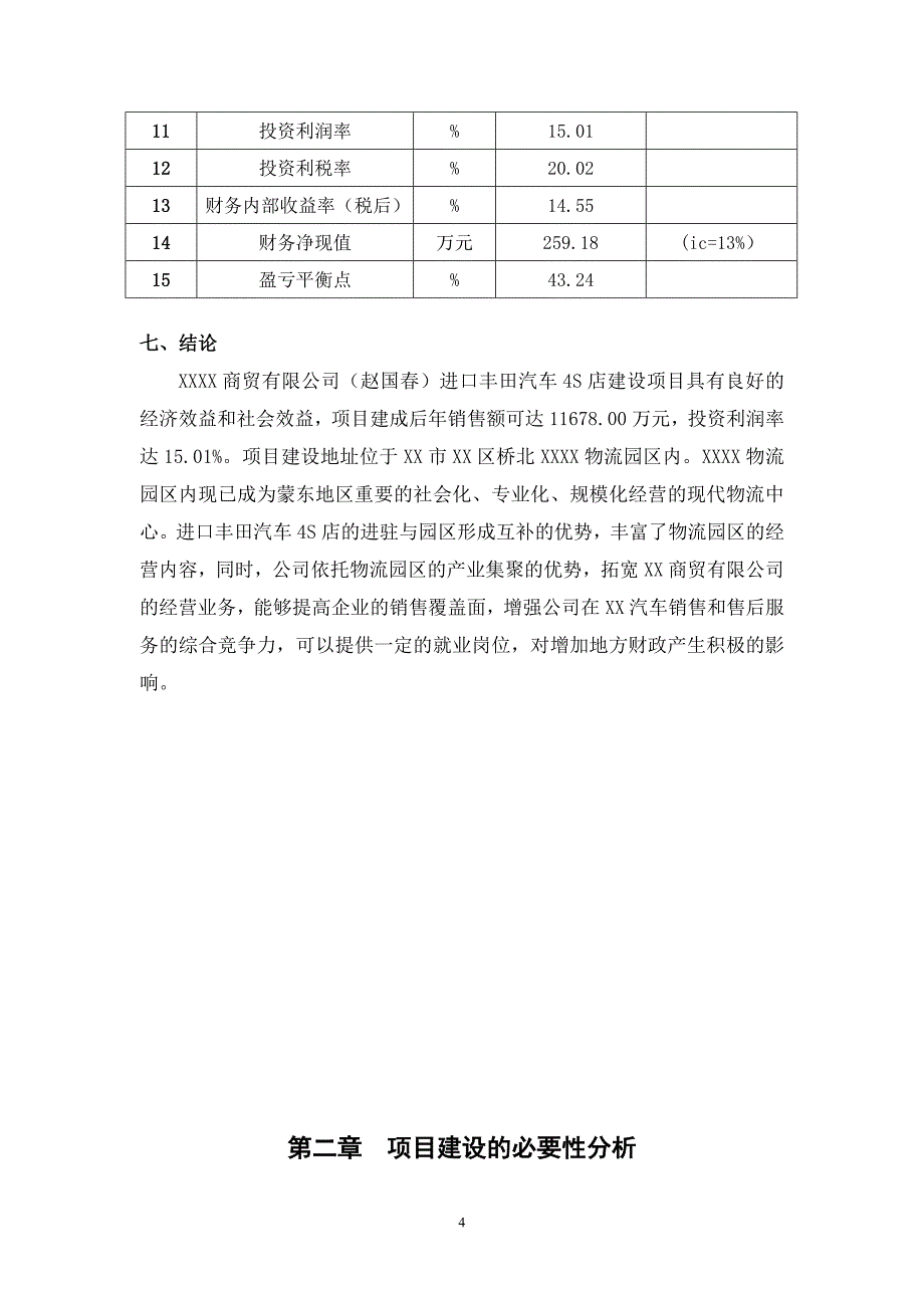 进口丰田汽车4s店建设项目建议书_第4页