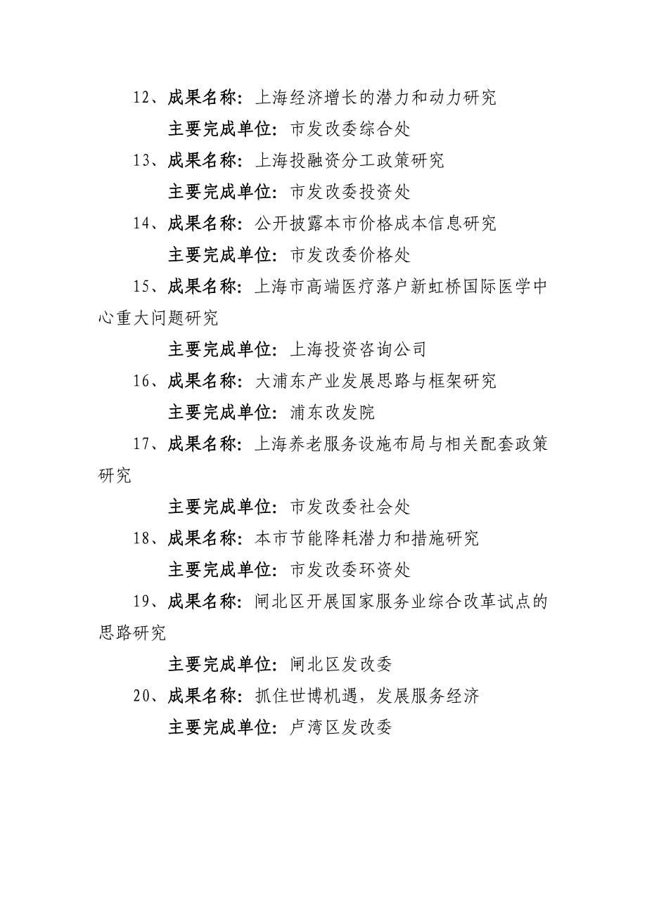 2011年度上海市发展改革决策咨询研究成果奖_第5页