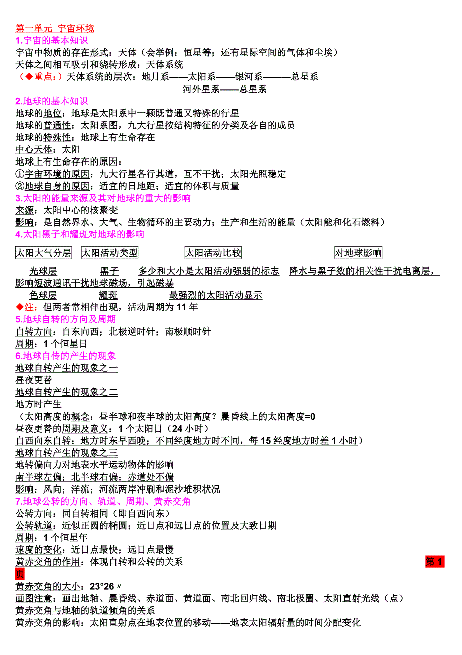 新课标湘教版高中地理必修一至必修三知识点总结_第1页