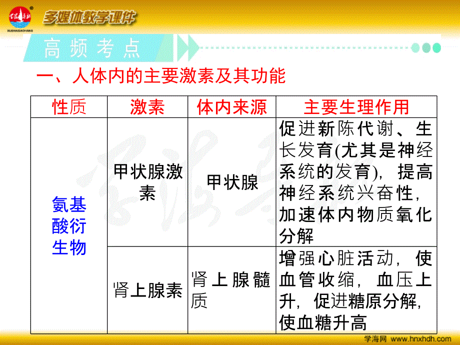 2013高考生物第1轮总复习必修3  第3讲 激素调节和神经调节的关系_第4页