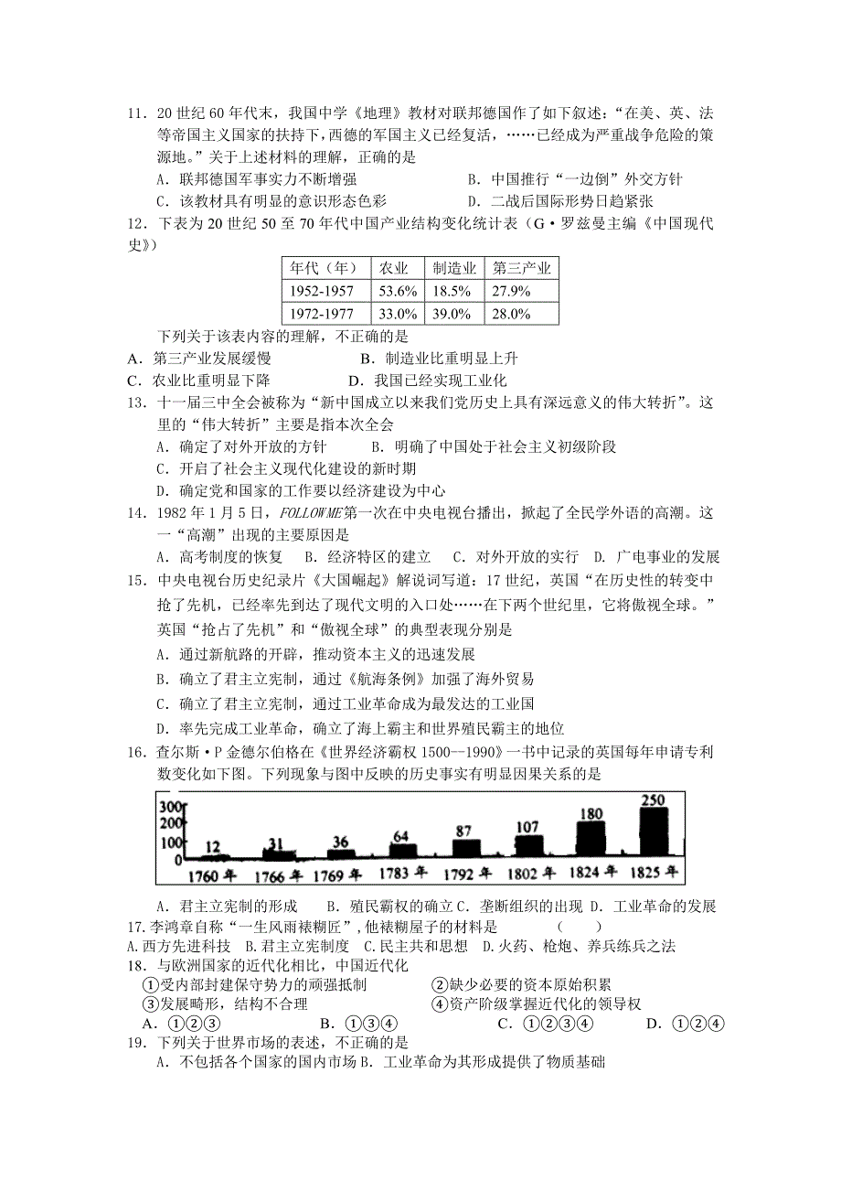 历史必修二期中测试题1_第2页