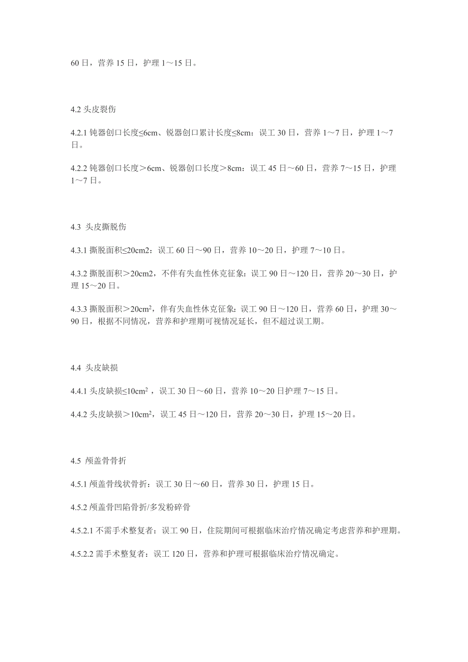 人身损害受伤人员误工期、营养期、护理期评定准则(试行)_第3页