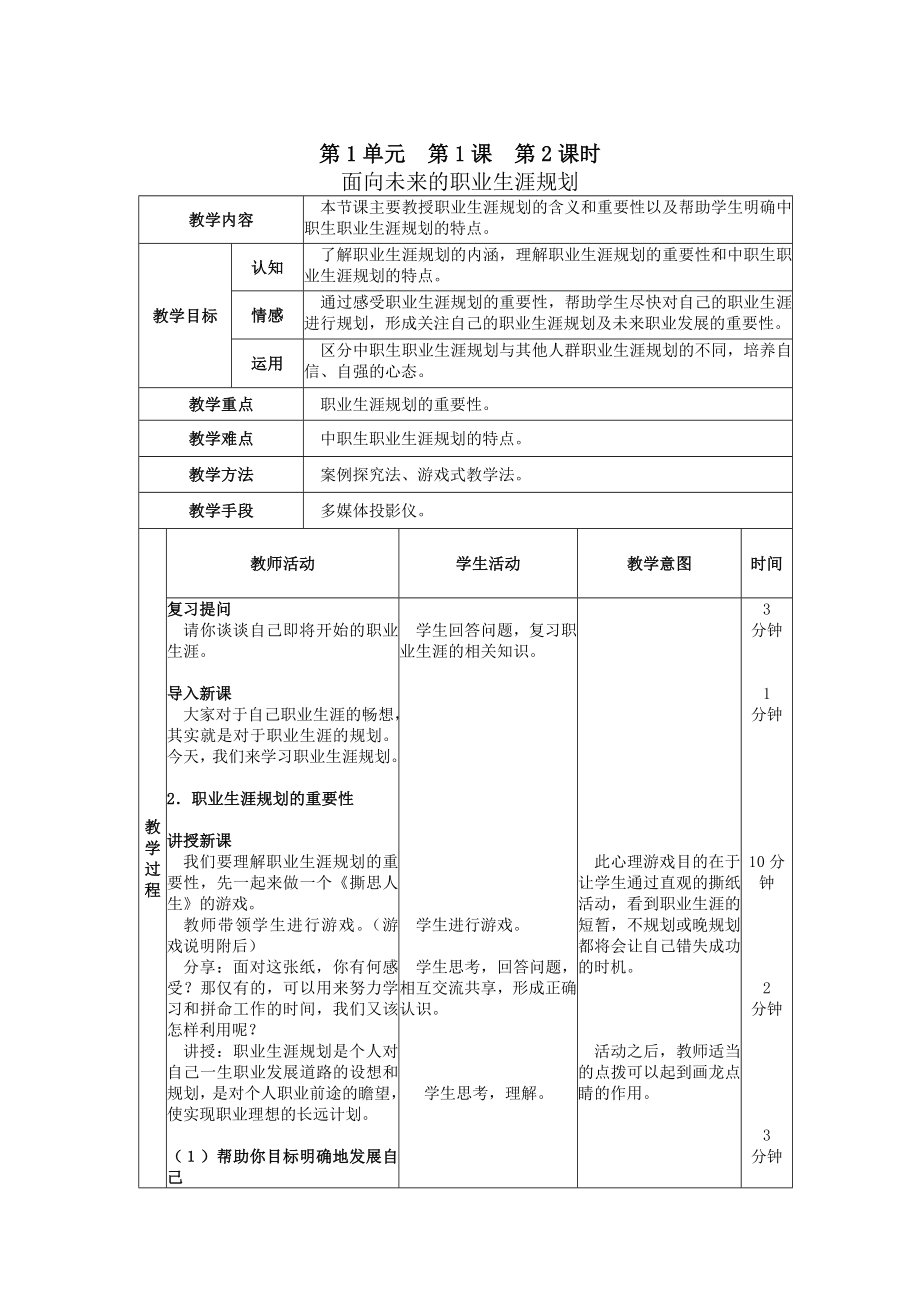 职业生涯规划全册教案_第4页