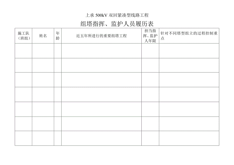 组塔指挥、监护人员履历表_第1页