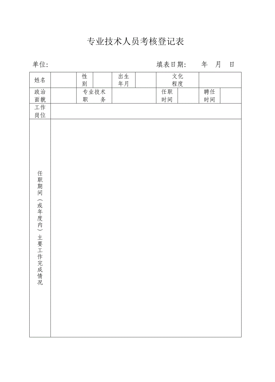 年度考核登记表,专业技术考核表_第4页