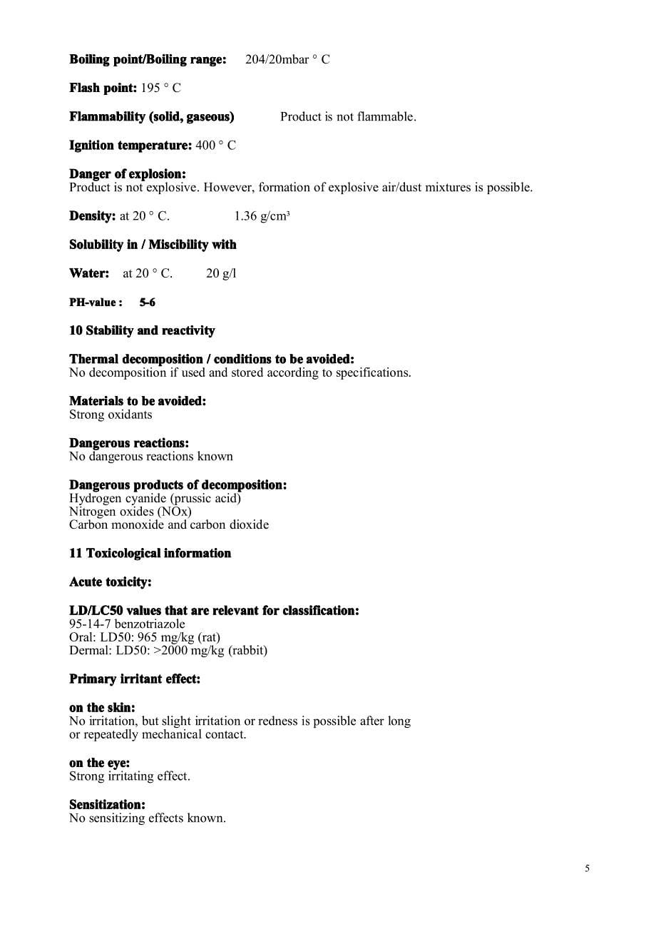 苯并三氮唑msds_第5页