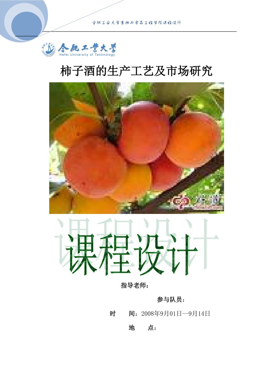 柿子酒的生产工艺及市场研究课程设计_第1页