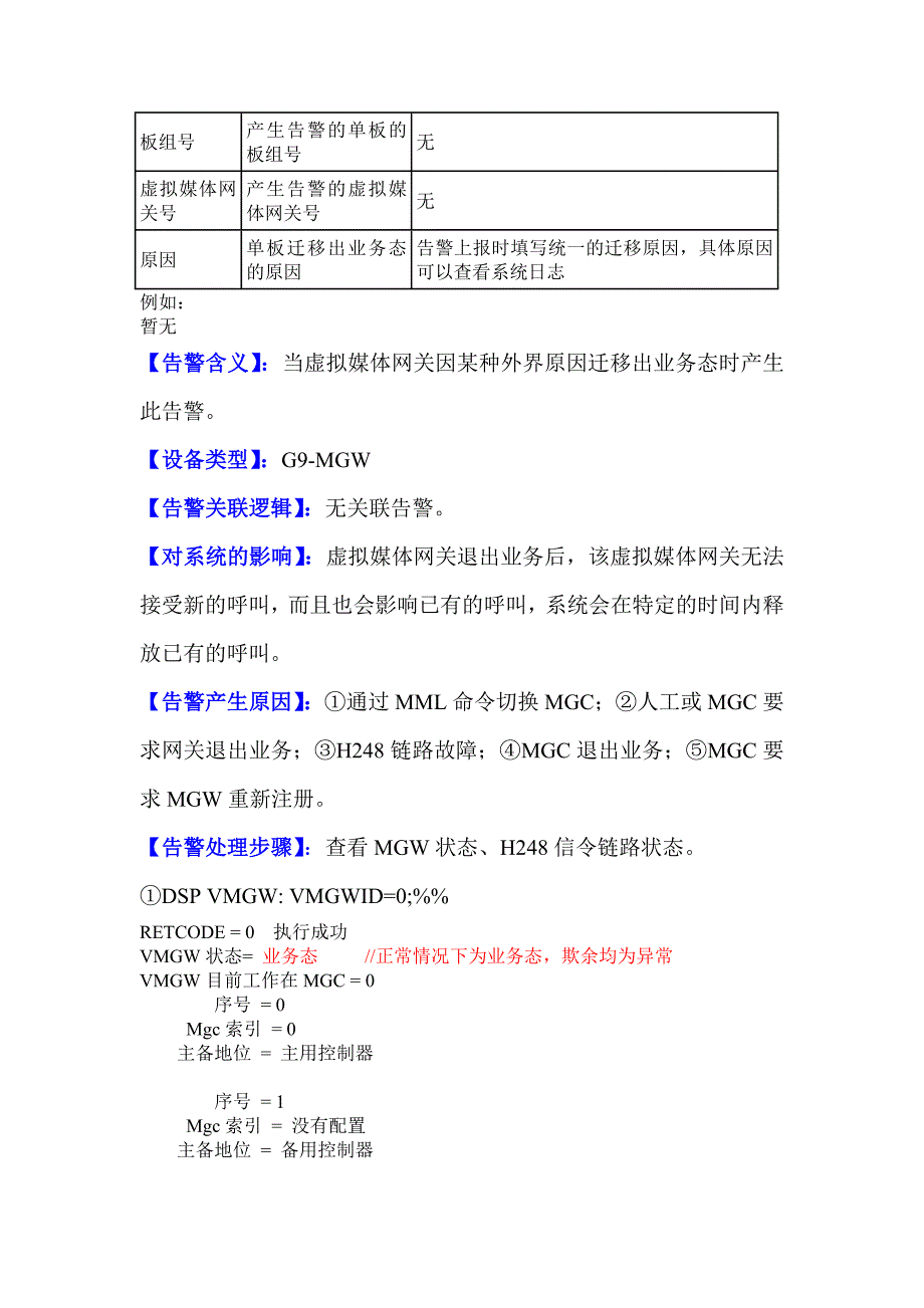 华为交换设备MGW重大故障判断规则V1_第2页