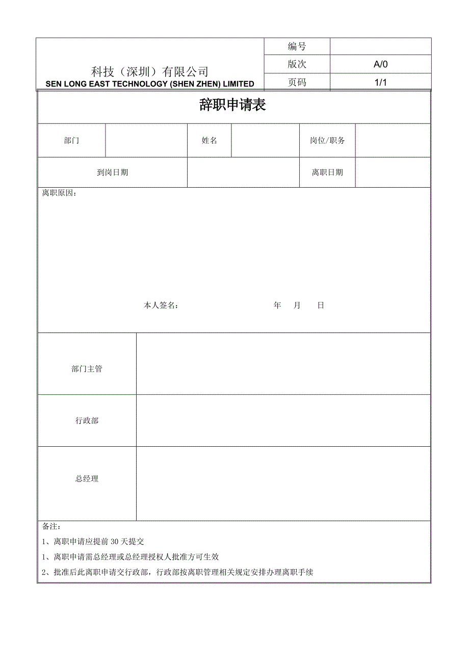 人力资源辞职辞退离职类管理表格_第1页