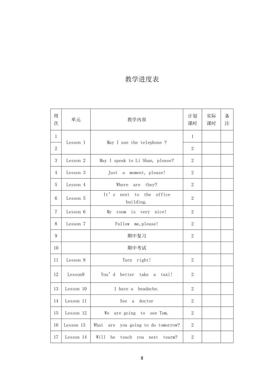 六年级英语上册教案(陕旅版)_第5页