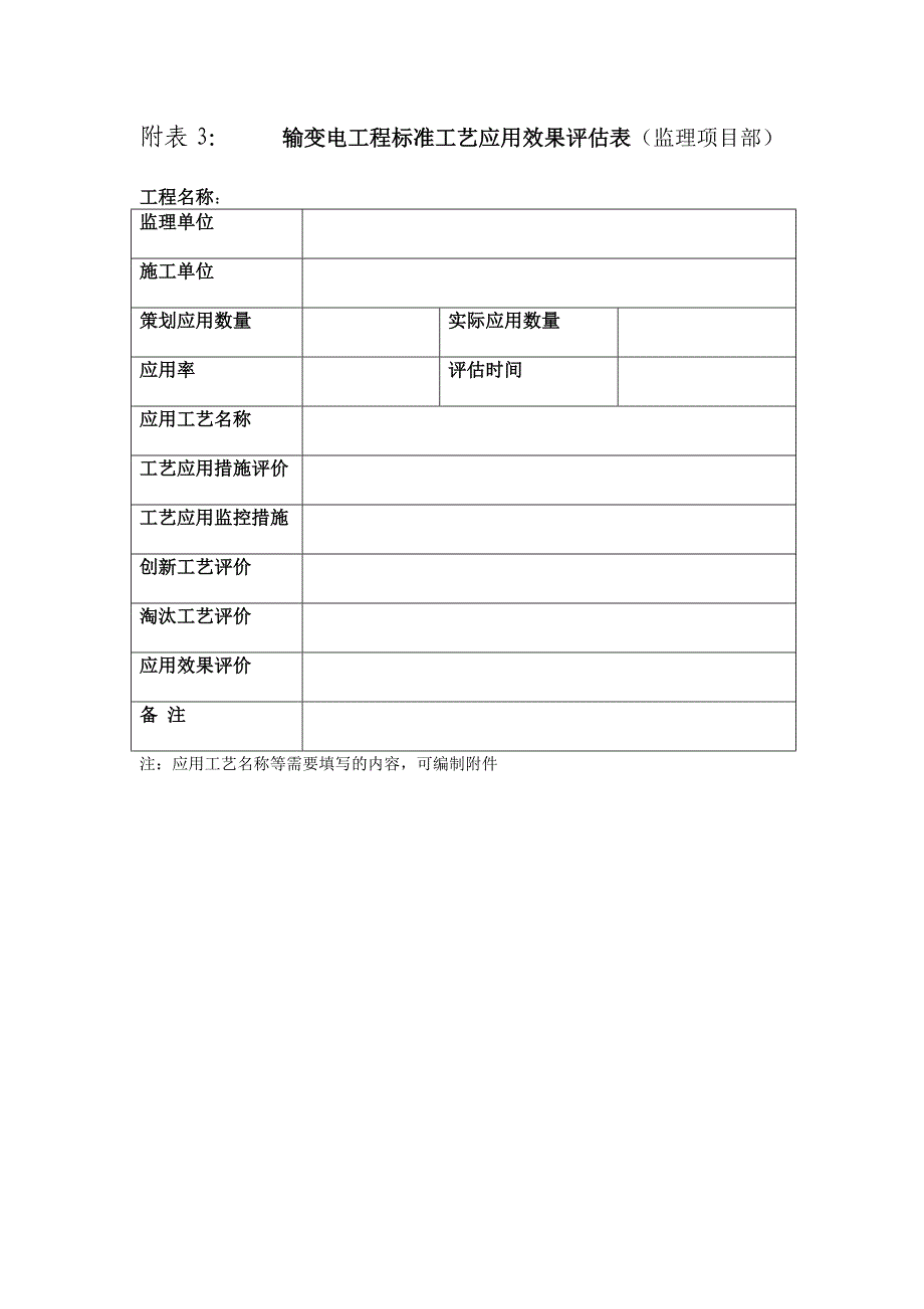 输变电工程标准工艺应用效果自评价表_第3页