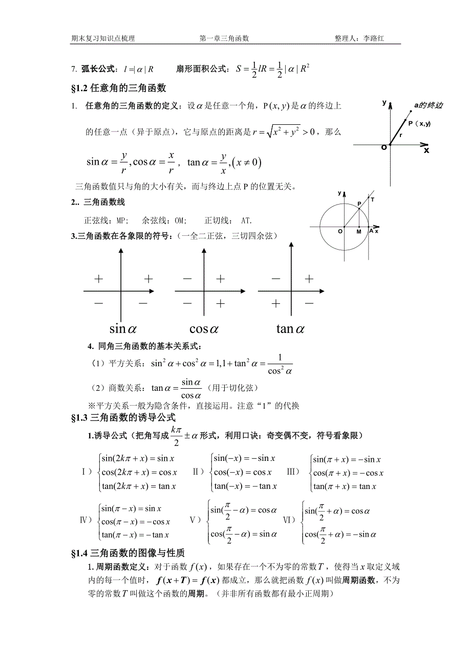 高一三角函数知识点的梳理总结_第2页