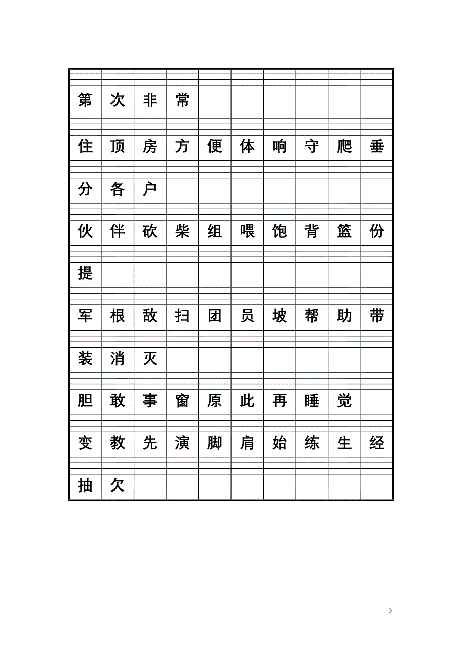 s版小学语文一年级(下)生字拼音格_第3页