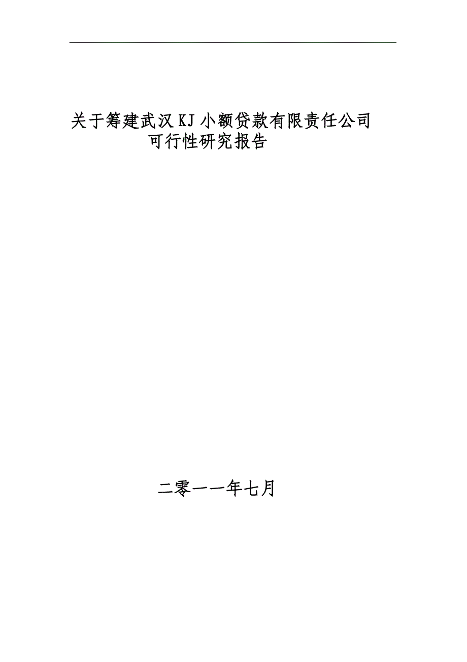 筹建武汉KJ小额贷款公司可行性研究报告-23页_第1页