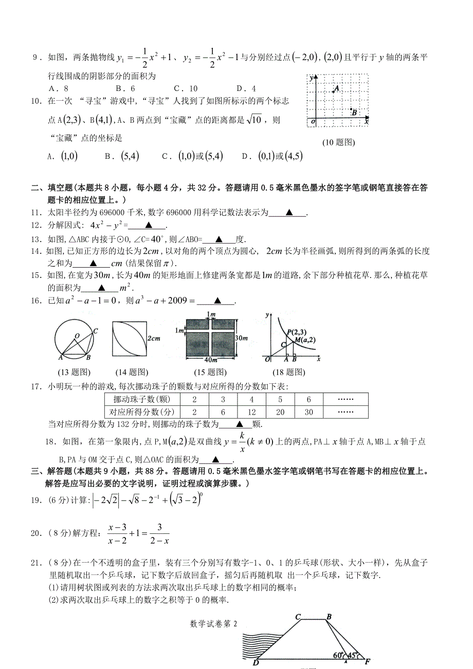 2010贵州中考数学试题汇编_第2页