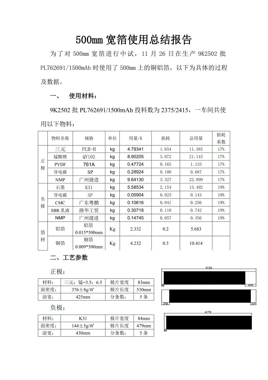 500mm宽箔使用总结报告_第1页