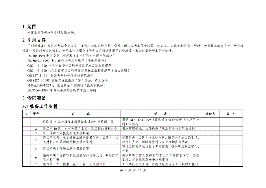 某供电局硬母线检修标准化作业指导书（范本）_第2页