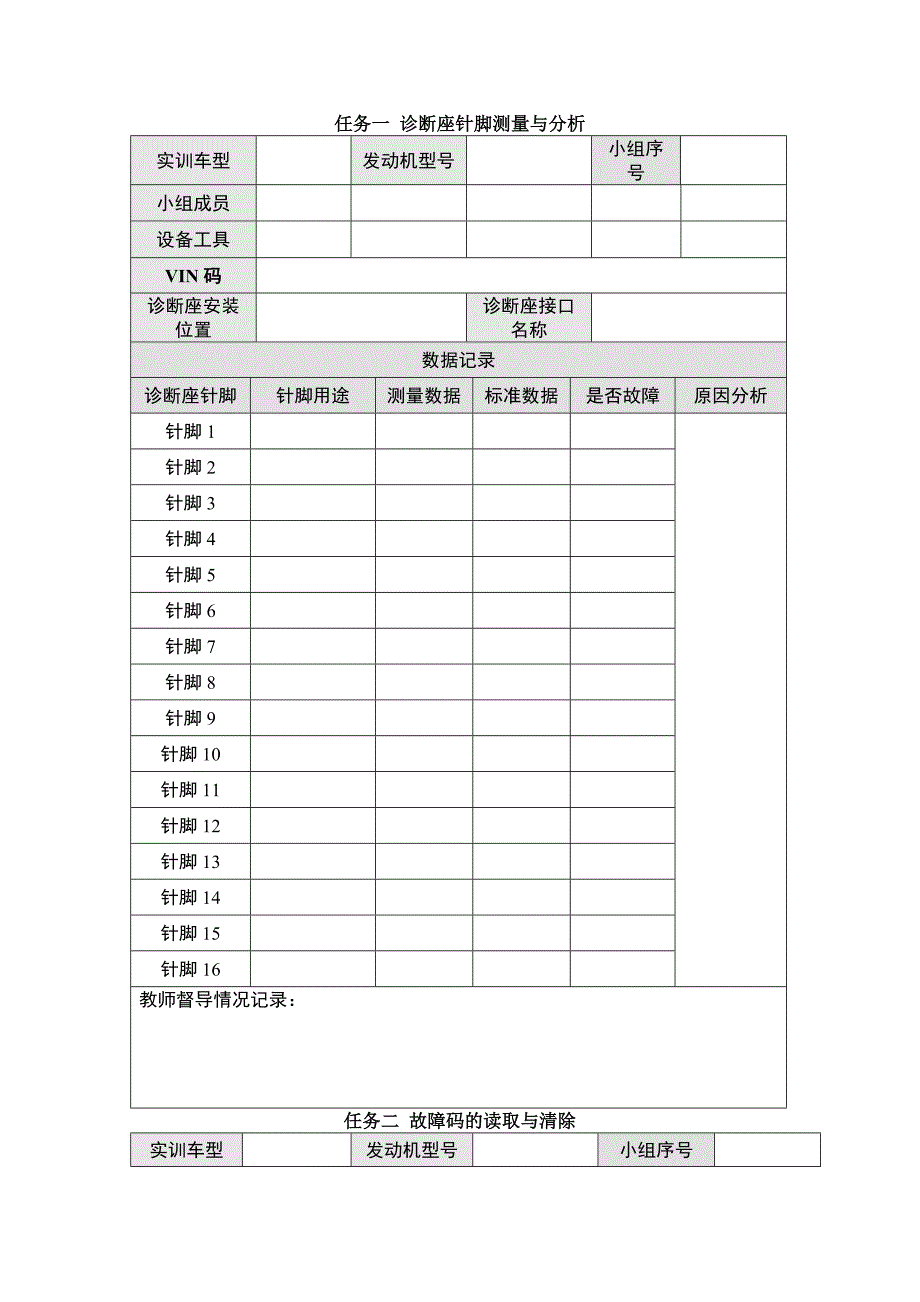 任务工单（项目六）《汽车发动机电控系统诊断与修复》_第1页