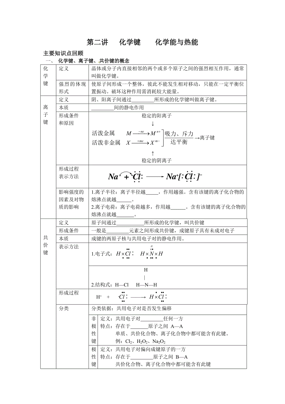 九年级化学教案第二讲 化学键 化学能与热能_第1页