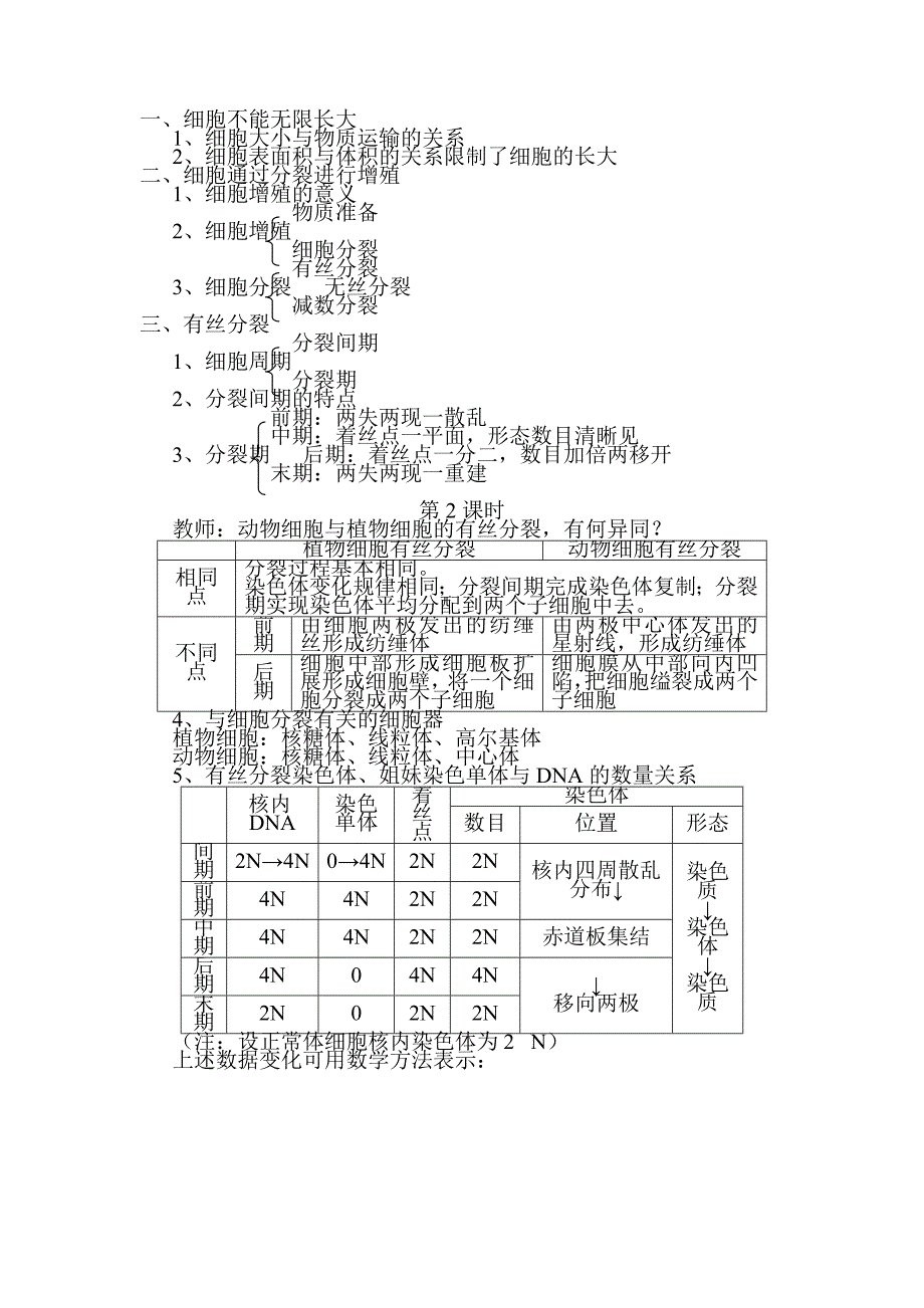 【教案】第6章细胞的生命历程6.1细胞的增殖教案含教学反思教学设计高中生物人教版必修一_第3页