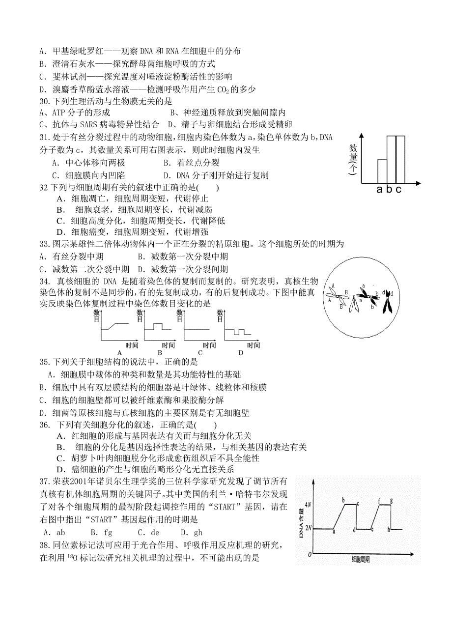 山东省2014届高三9月月考生物试题_第5页