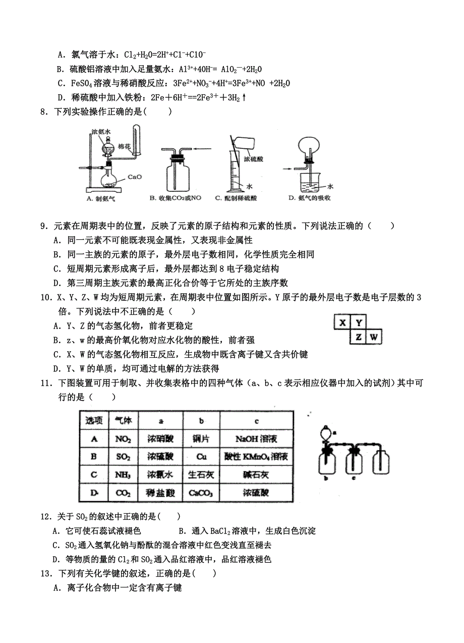 山东省临淄中学2017届高三10月月考试题 化学_第2页