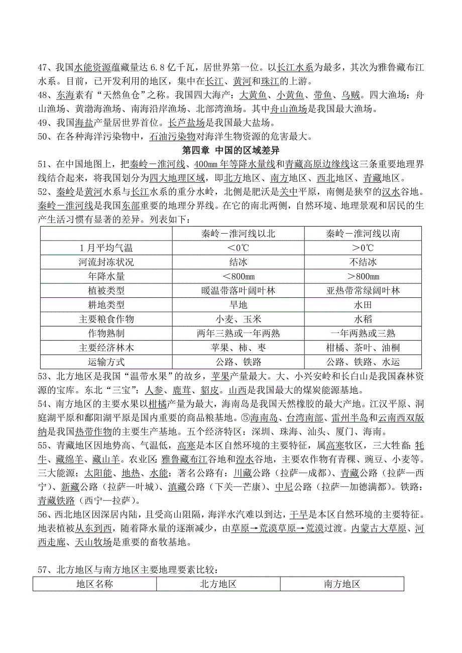 湘教版八年级地理上册基础知识复习纲要-湘教版初二八年级_第4页