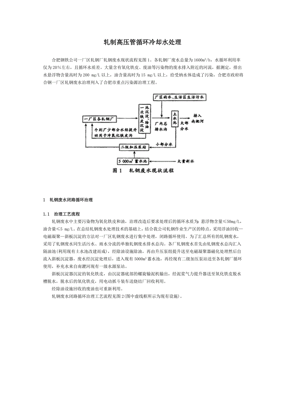 轧制高压管循环冷却水处理_第1页