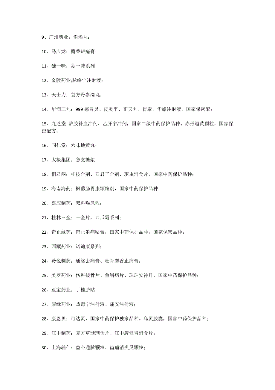 国内医药领域核心品种大全_第2页