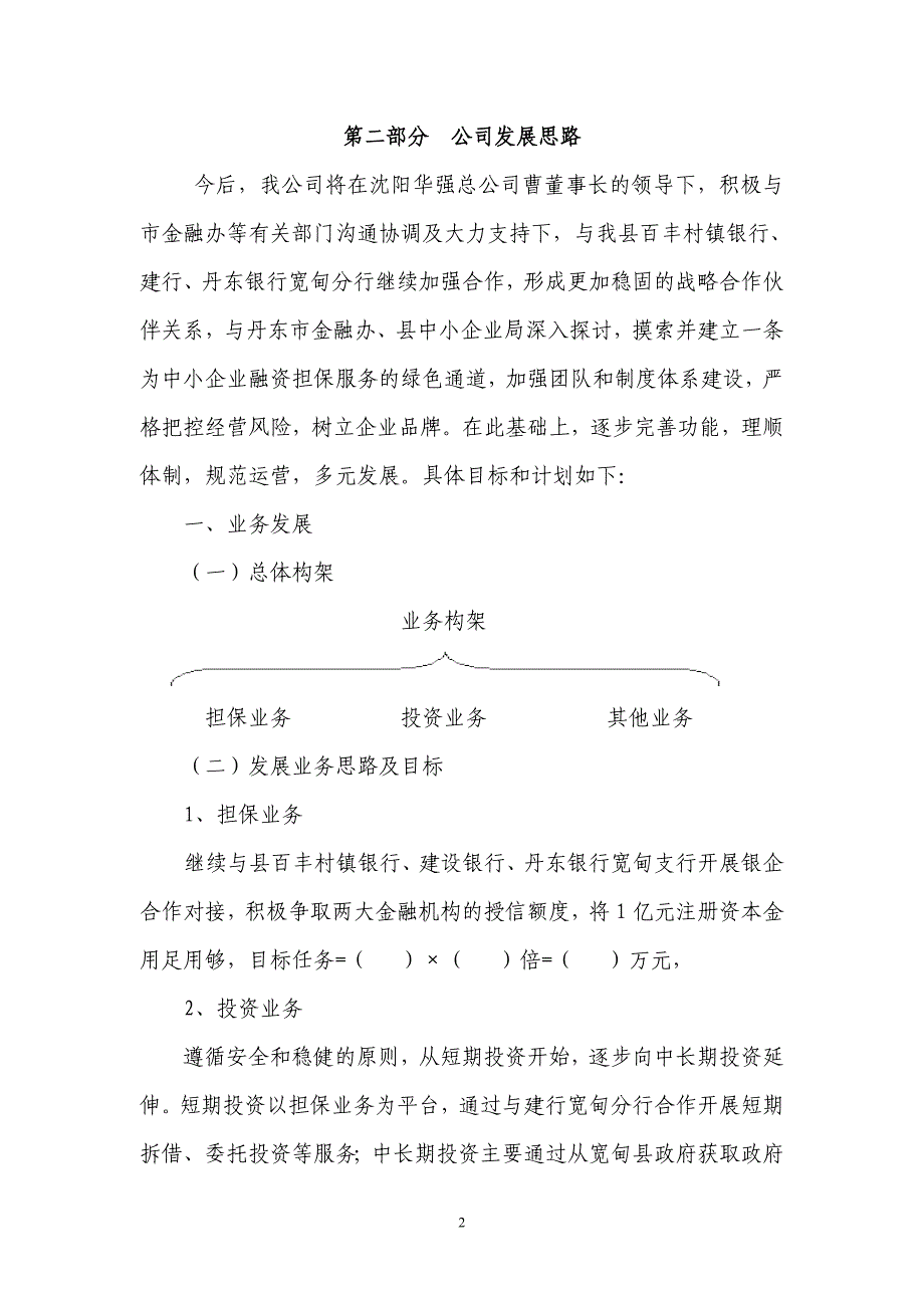 融资担保有限公司业务发展规划_第2页